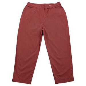 LRL Lauren Jeans Co Cropped Pants Womens Size 14 Red Check Casual Sraight Cotton